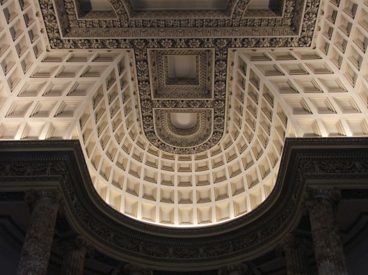 The Marble Hall.  The coffered dome was based by an Inigo Jones design inspired by the Pantheon at Rome.